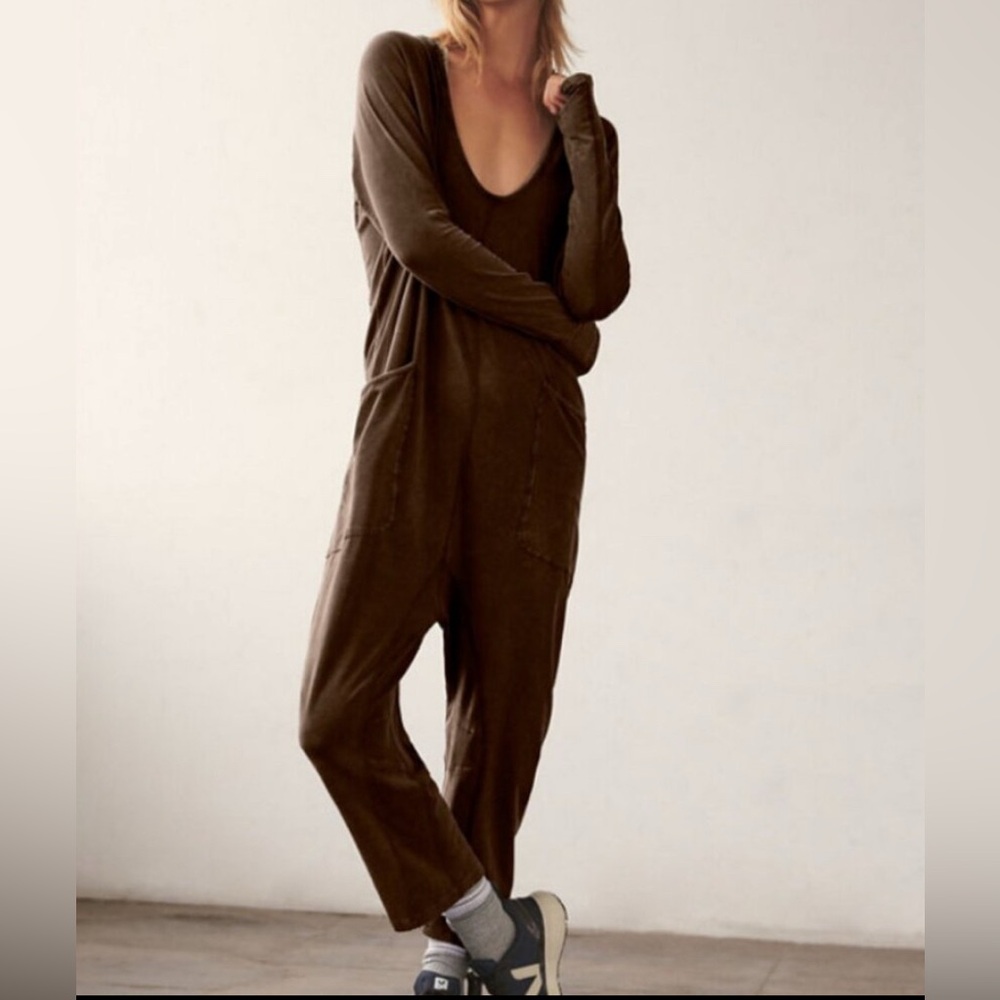 NWT Free People Hot Shot Long-Sleeve Onesie in Dark Espresso